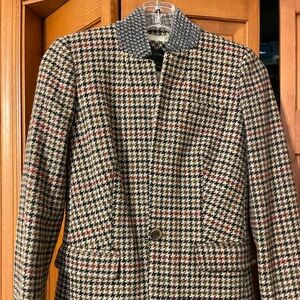 J Crew Regent Blazer- Houndstooth Wool Jewel Collar - size 0